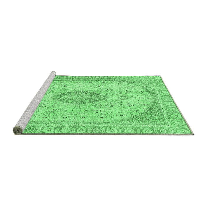 Sideview of Machine Washable Abstract Emerald Green Modern Area Rugs, wshabs2154emgrn
