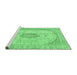 Sideview of Machine Washable Abstract Emerald Green Modern Area Rugs, wshabs2154emgrn