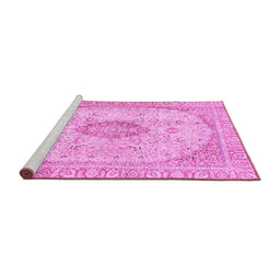 Sideview of Machine Washable Abstract Pink Modern Rug, wshabs2154pnk