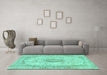 Machine Washable Abstract Turquoise Modern Area Rugs in a Living Room,, wshabs2154turq