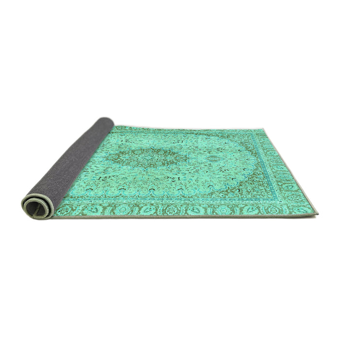 Sideview of Abstract Turquoise Modern Rug, abs2154turq
