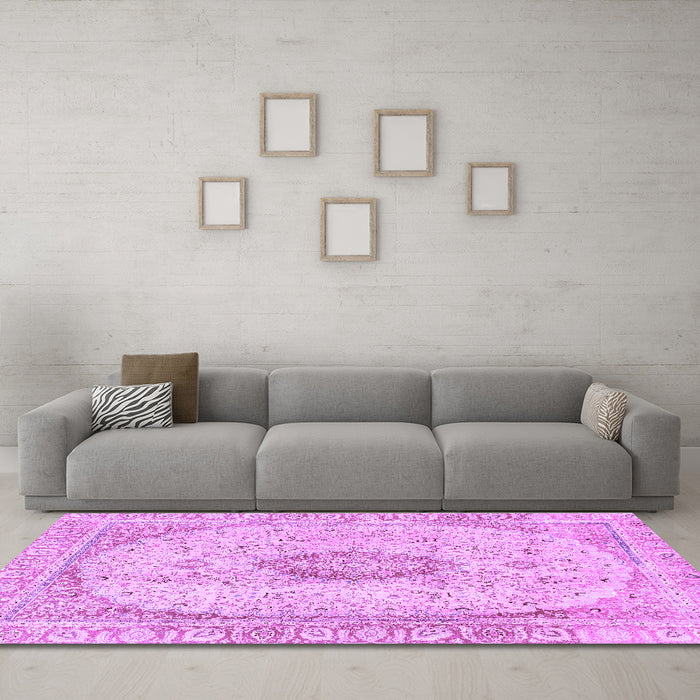 Machine Washable Abstract Purple Modern Area Rugs in a Living Room, wshabs2154pur