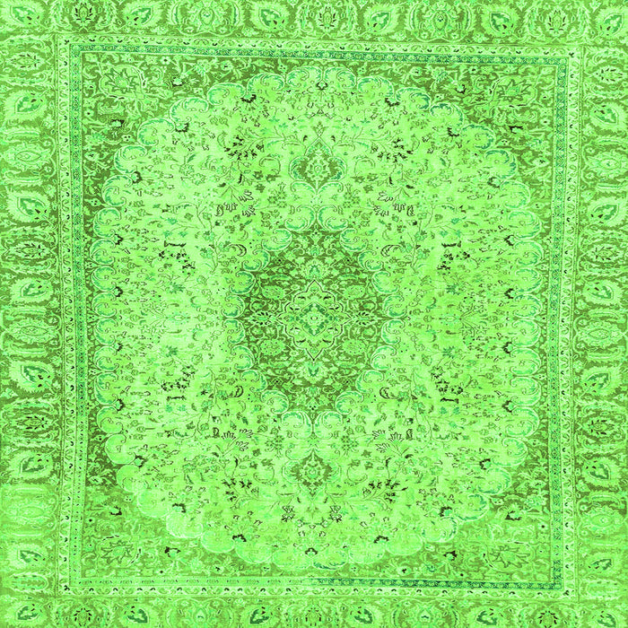Square Machine Washable Abstract Green Modern Area Rugs, wshabs2154grn