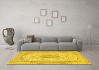 Machine Washable Abstract Yellow Modern Rug, wshabs2154yw