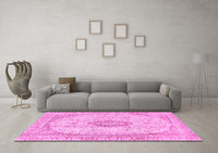 Machine Washable Abstract Pink Modern Rug, wshabs2154pnk