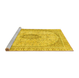 Sideview of Machine Washable Abstract Yellow Modern Rug, wshabs2154yw