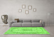 Machine Washable Abstract Green Modern Area Rugs in a Living Room,, wshabs2154grn