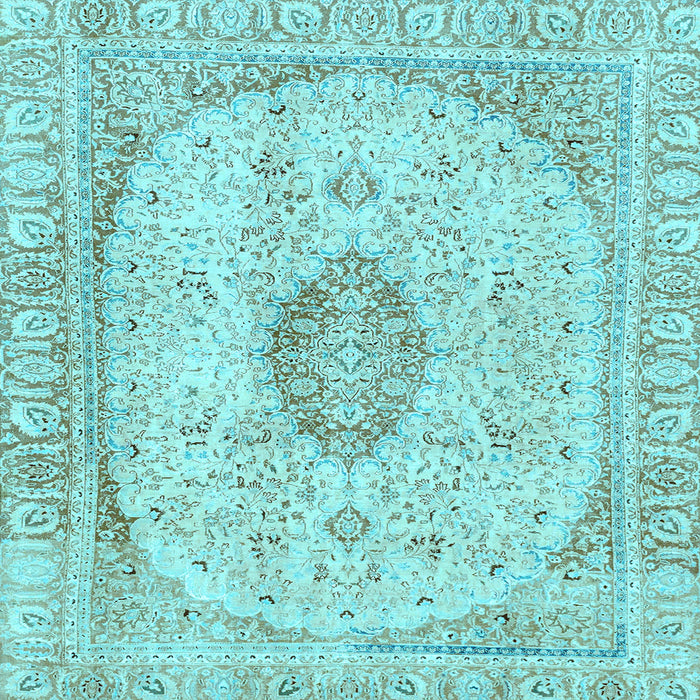 Square Machine Washable Abstract Light Blue Modern Rug, wshabs2154lblu