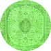 Round Abstract Green Modern Rug, abs2154grn