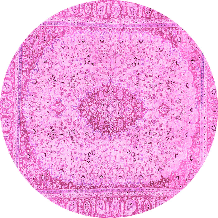 Round Abstract Pink Modern Rug, abs2154pnk