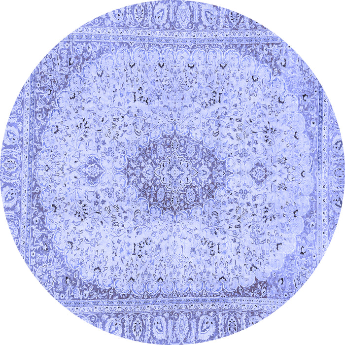 Round Machine Washable Abstract Blue Modern Rug, wshabs2154blu