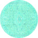 Round Abstract Turquoise Modern Rug, abs2155turq