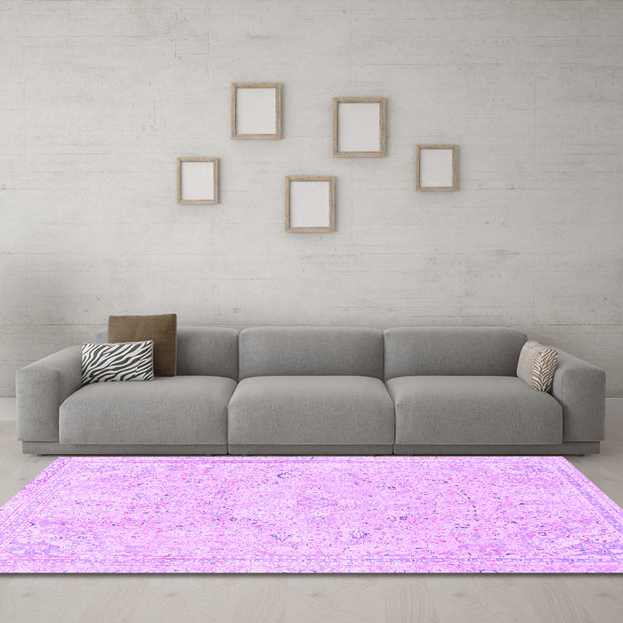 Machine Washable Abstract Purple Modern Area Rugs in a Living Room, wshabs2155pur