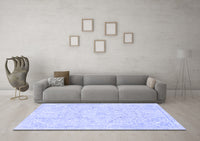 Machine Washable Abstract Blue Modern Rug, wshabs2155blu