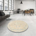 Round Machine Washable Abstract Tan Brown Rug in a Office, wshabs2155