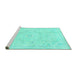 Sideview of Machine Washable Abstract Turquoise Modern Area Rugs, wshabs2155turq