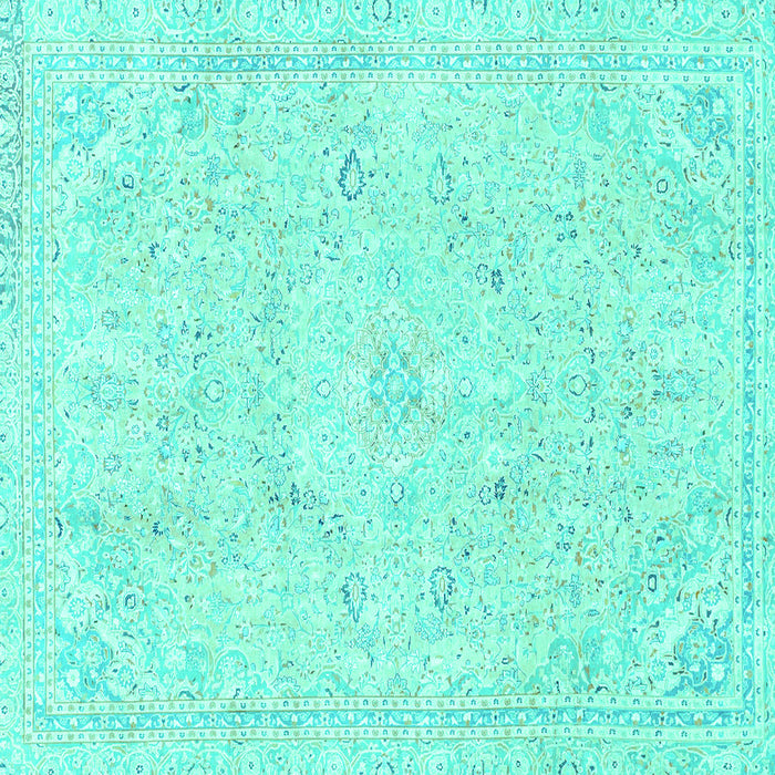 Square Abstract Turquoise Modern Rug, abs2155turq