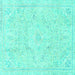 Square Abstract Turquoise Modern Rug, abs2155turq