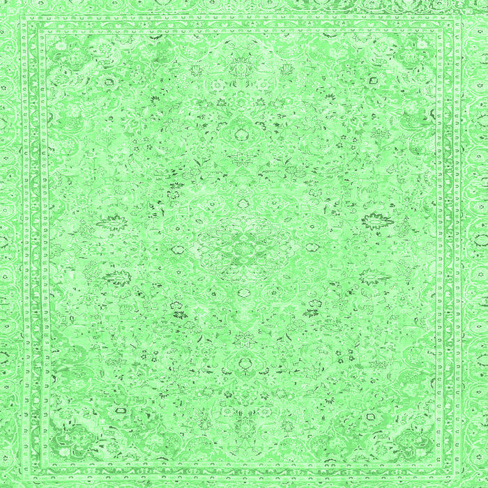 Square Machine Washable Abstract Emerald Green Modern Area Rugs, wshabs2155emgrn