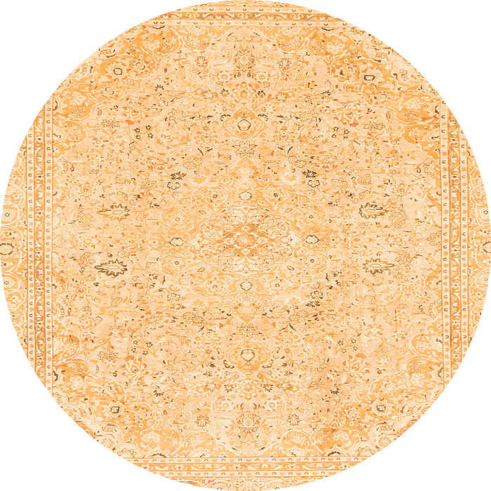 Round Machine Washable Abstract Orange Modern Area Rugs, wshabs2155org