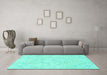 Machine Washable Abstract Turquoise Modern Area Rugs in a Living Room,, wshabs2155turq