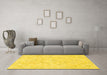 Machine Washable Abstract Yellow Modern Rug in a Living Room, wshabs2155yw