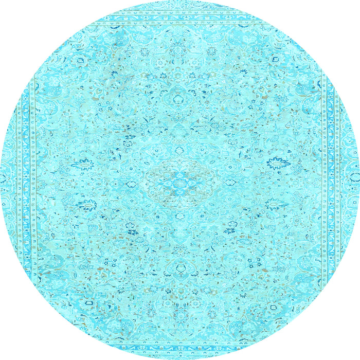 Round Abstract Light Blue Modern Rug, abs2155lblu