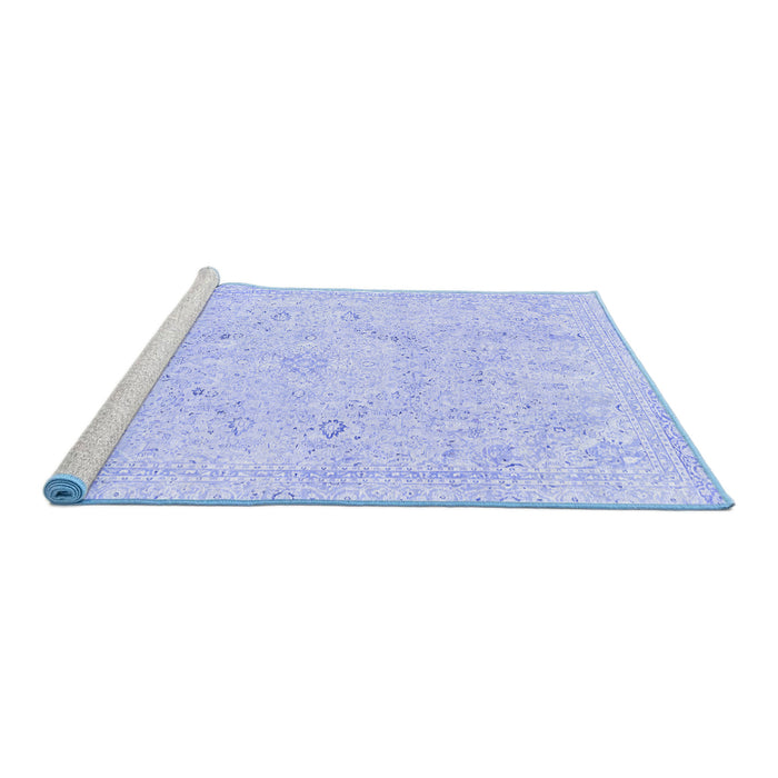 Sideview of Machine Washable Abstract Blue Modern Rug, wshabs2155blu