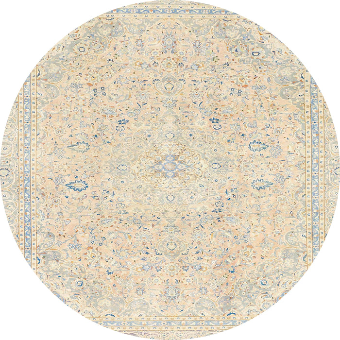 Round Machine Washable Abstract Tan Brown Rug, wshabs2155