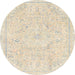 Round Machine Washable Abstract Tan Brown Rug, wshabs2155