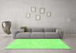 Machine Washable Abstract Green Modern Area Rugs in a Living Room,, wshabs2155grn