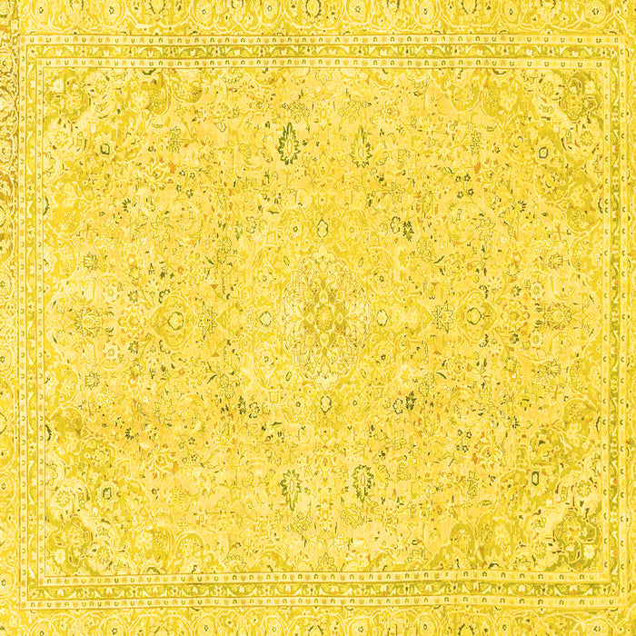 Square Machine Washable Abstract Yellow Modern Rug, wshabs2155yw