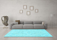 Machine Washable Abstract Light Blue Modern Rug, wshabs2155lblu