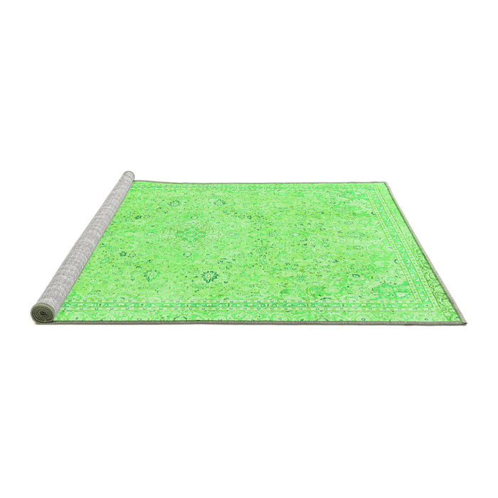 Sideview of Machine Washable Abstract Green Modern Area Rugs, wshabs2155grn