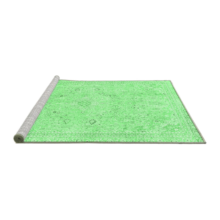 Sideview of Machine Washable Abstract Emerald Green Modern Area Rugs, wshabs2155emgrn