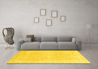 Machine Washable Abstract Yellow Modern Rug, wshabs2156yw