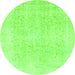 Round Abstract Green Modern Rug, abs2156grn