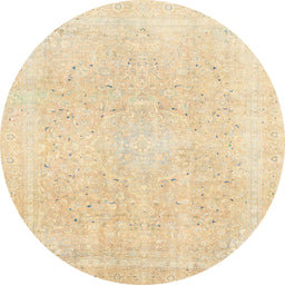Round Machine Washable Abstract Sun Yellow Rug, wshabs2156