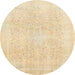 Round Machine Washable Abstract Sun Yellow Rug, wshabs2156