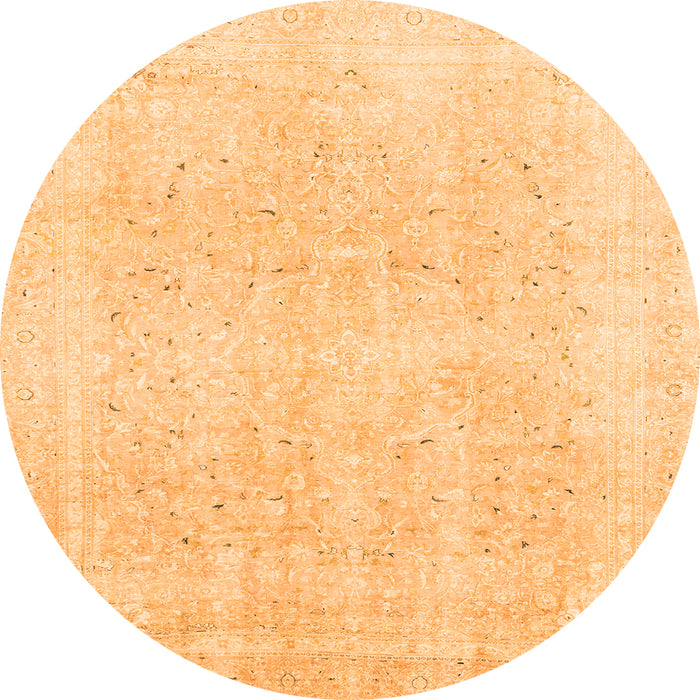 Round Machine Washable Abstract Orange Modern Area Rugs, wshabs2156org