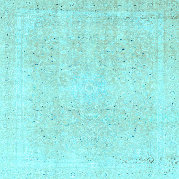 Square Machine Washable Abstract Light Blue Modern Rug, wshabs2156lblu