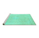 Sideview of Machine Washable Abstract Turquoise Modern Area Rugs, wshabs2156turq