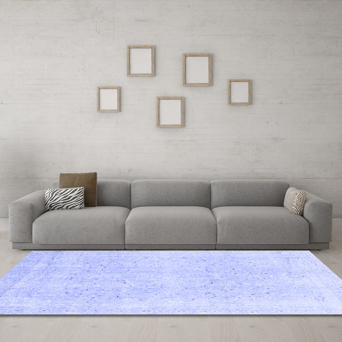 Machine Washable Abstract Blue Modern Rug in a Living Room, wshabs2156blu