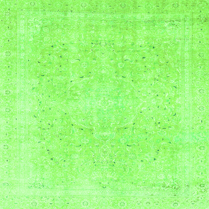 Square Machine Washable Abstract Green Modern Area Rugs, wshabs2156grn