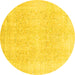 Round Abstract Yellow Modern Rug, abs2156yw