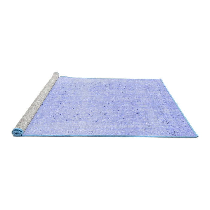 Sideview of Machine Washable Abstract Blue Modern Rug, wshabs2156blu
