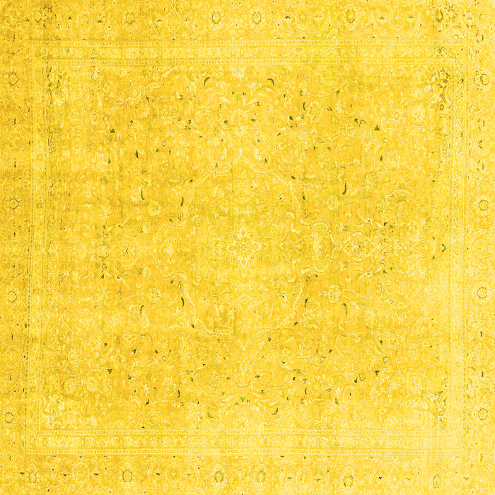 Square Machine Washable Abstract Yellow Modern Rug, wshabs2156yw
