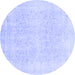 Round Abstract Blue Modern Rug, abs2156blu