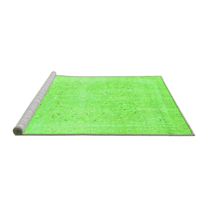 Sideview of Machine Washable Abstract Green Modern Area Rugs, wshabs2156grn
