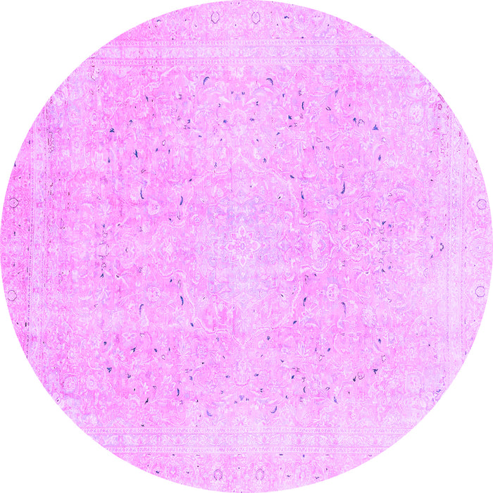 Round Abstract Purple Modern Rug, abs2156pur